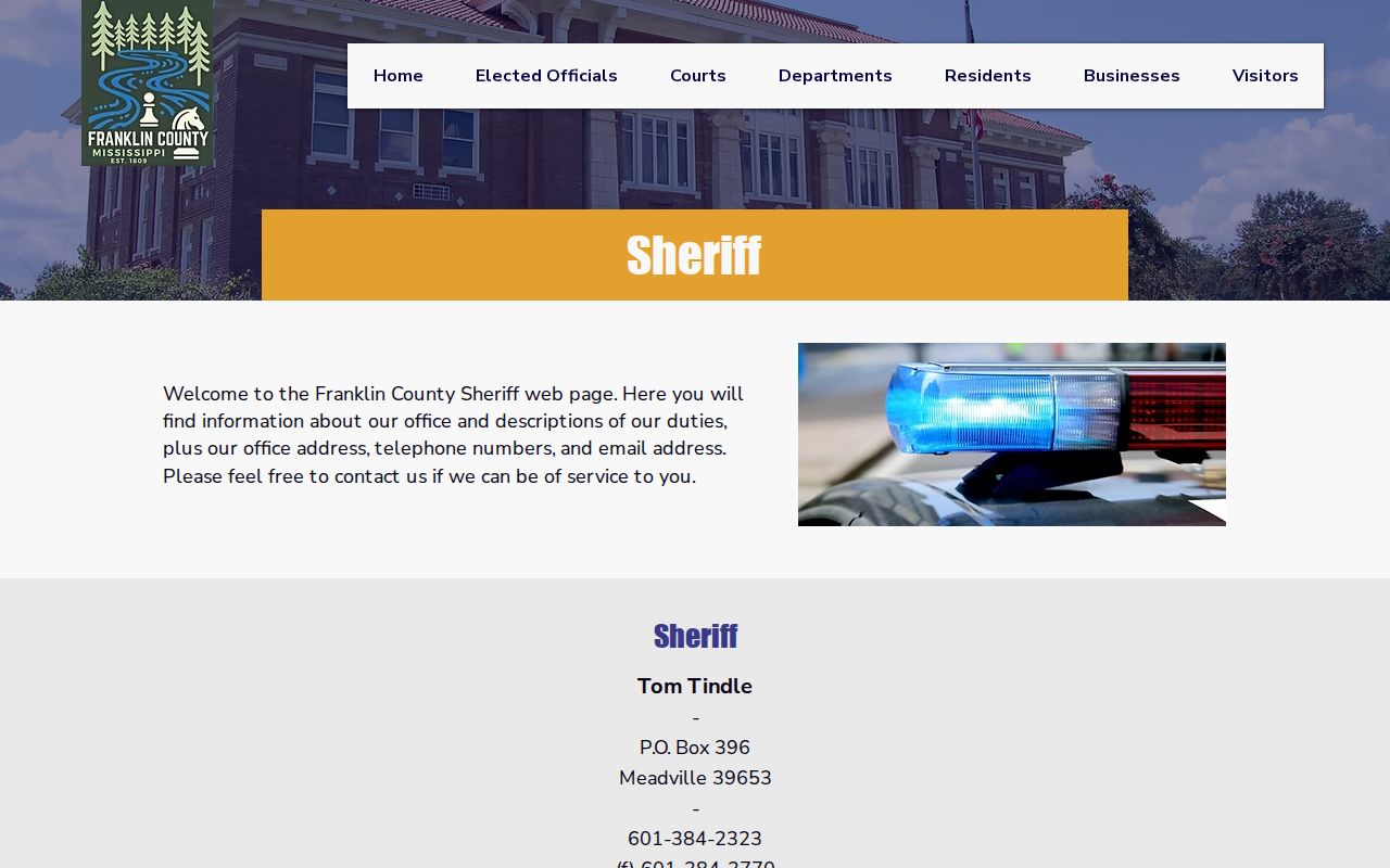 Franklin County jail release records and sheriff contact